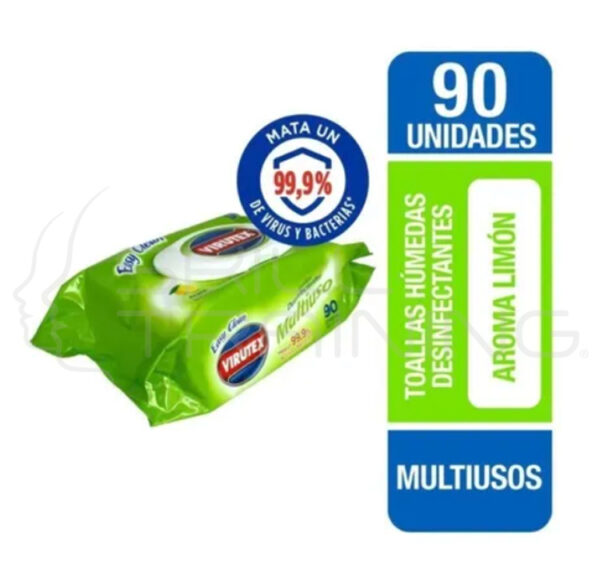 Toallas Húmenas Desinfectante Multiuso - 90 Unidades Limón - Imagen 1